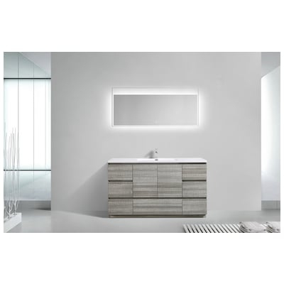Bathroom Vanities Moreno Bath Moa Hiigh Gloss Ash Grey finish MOA60S-HG Single Sink Vanities 50-70 25 