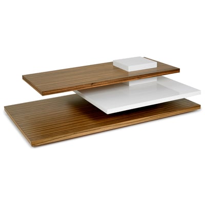 Coffee Tables Oggetti Planar Kiln Dried Marine Plywood Dao Wood Veneer w/White Laquer Medium Brown & White INDOOR ONLY 83-PLNR CT/DAO White Wood Plywood Hardwoods M 