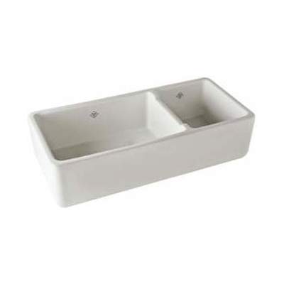 Double Bowl Sinks Rohl SHAWS FIRECLAY PARCHMENT ROHL FRCLY KITC SINKS RC4019PCT 824438299214 KITCHEN SINKS PARCHMENT Apron 