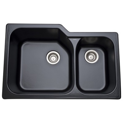 Double Bowl Sinks Rohl ALLIA FIRECLAY MATTE BLACK ROHL FRCLY KITC SINKS 6337-63 824438226661 KITCHEN SINKS Blackebony Colors White Black Blue Gray Undermount Complete Vanity Sets 