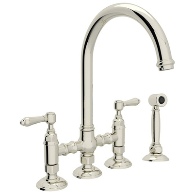Kitchen Faucets Rohl ITALIAN KITCHEN POLISHED NICKEL Polished Nickel ROHL KITC FCT & TRIM A1461LMWSPN-2 824438227729 Kitchen Faucet Deck Mount Kitchen Steel NICKEL Complete Vanity Sets 