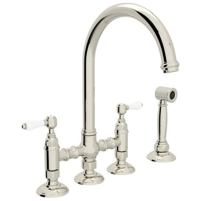 Kitchen Faucets Rohl ITALIAN KITCHEN POLISHED NICKEL Polished Nickel ROHL KITC FCT & TRIM A1461LPWSPN-2 824438227774 Kitchen Faucet Deck Mount Kitchen Steel NICKEL Complete Vanity Sets 