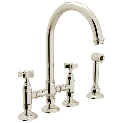 Kitchen Faucets Rohl ITALIAN KITCHEN POLISHED NICKEL Polished Nickel ROHL KITC FCT & TRIM A1461XWSPN-2 824438227873 Kitchen Faucet Deck Mount Kitchen Steel NICKEL Complete Vanity Sets 