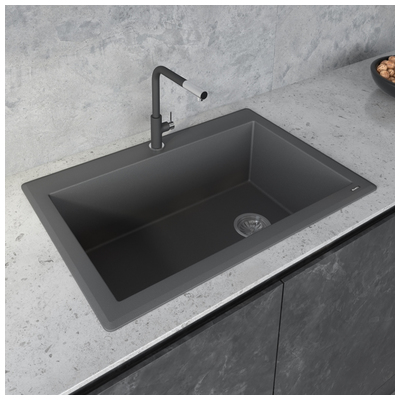 Single Bowl Sinks Ruvati epiGranite Granite Composite Urban Gray Topmount RVG1033GR 610370722589 Kitchen Sink GrayGrey Drop-In Single Gray 