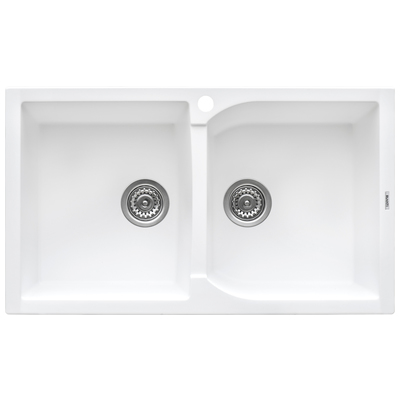 Double Bowl Sinks Ruvati epiGranite Granite Composite Arctic White Dual Mount RVG1319WH 850003787060 Kitchen Sink Whitesnow Colors White Black Blue Gray 