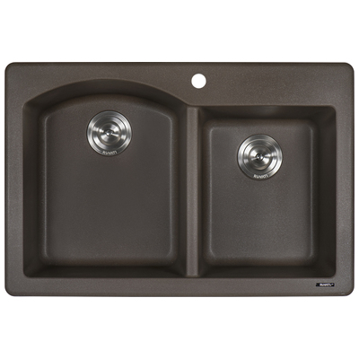 Double Bowl Sinks Ruvati epiGranite Granite Composite Espresso / Coffee Brown Dual Mount RVG1344ES 610370722695 Kitchen Sink Brownsable Chocolate Espresso 