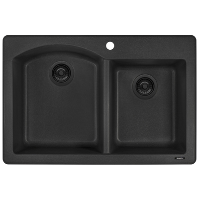 Double Bowl Sinks Ruvati epiGranite Granite Composite Black Galaxy Dual Mount RVG1344GX 610370722701 Kitchen Sink Blackebony Colors White Black Blue Gray 