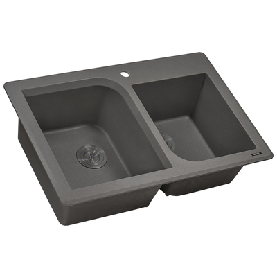 Double Bowl Sinks Ruvati epiGranite Granite Composite Urban Gray Dual Mount RVG1396GR 610370722541 Kitchen Sink GrayGrey Colors White Black Blue Gray 