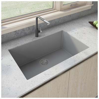 Single Bowl Sinks Ruvati epiGranite Granite Composite Silver Gray Undermount RVG2030GR 850003787572 Kitchen Sink GrayGreySilver Undermount Single Gray 