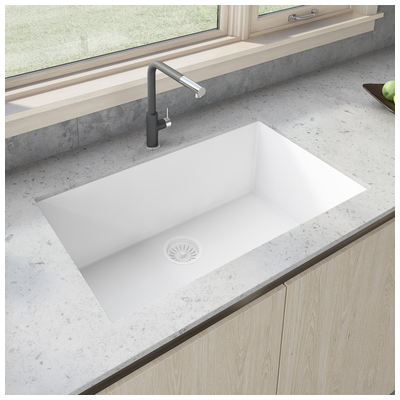 Single Bowl Sinks Ruvati epiGranite Granite Composite Arctic White Undermount RVG2080WH 850003787619 Kitchen Sink Whitesnow Undermount Single White Arctic White 