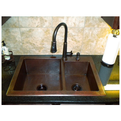 Double Bowl Sinks Sierra Copper Tempered Antique KITCHEN SINK SC-WD64-33 Metal STAINLESS STEEL Gunmetal Complete Vanity Sets 