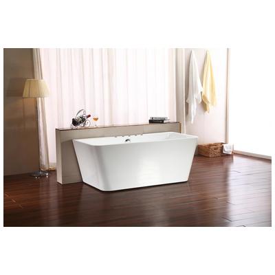 Streamline Bath Free Standing Bath Tubs, Whitesnow, Acrylic,Fiberglass, White, Soaking Freestanding Tub, Rectangle, Acrylic, Fiberglass, Modern, Bathroom Tub, 786032120007, M-2061-59FSWH-DM