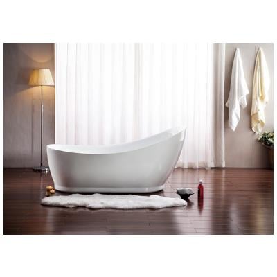 Streamline Bath Free Standing Bath Tubs, Whitesnow, Acrylic,Fiberglass, White, Soaking Freestanding Tub, Oval, Acrylic, Fiberglass, Modern, Bathroom Tub, 786032120045, M-2140-68FSWH-FM