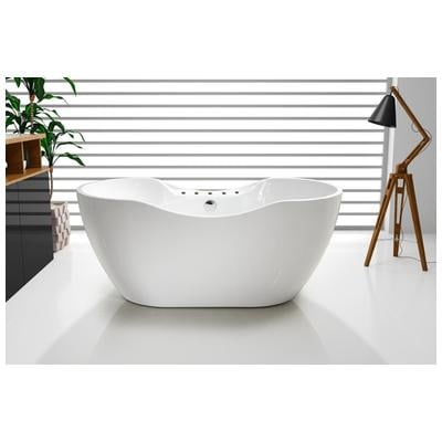 Streamline Bath Free Standing Bath Tubs, Whitesnow, Acrylic,Fiberglass, White, Soaking Freestanding Tub, Oval, Acrylic, Fiberglass, Modern, Bathroom Tub, 786032120137, M-2300-67FSWH-DM