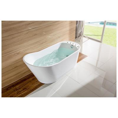 Streamline Bath Free Standing Bath Tubs, Whitesnow, Acrylic,Fiberglass, White, Soaking Freestanding Tub, Oval, Acrylic, Fiberglass, Modern, Bathroom Tub, 786032120144, M-2320-67FSWH-DM