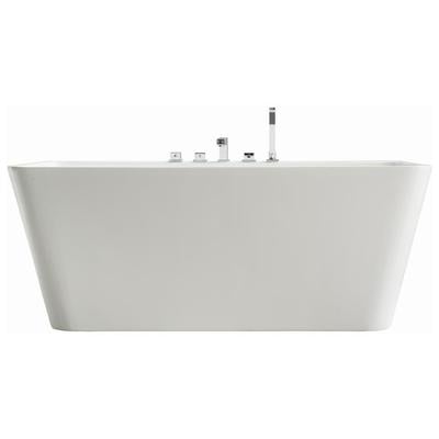 Streamline Bath Free Standing Bath Tubs, Whitesnow, Acrylic,Fiberglass, Chrome, Faucet, White, Soaking Freestanding Tub, Rectangle, Acrylic, Fiberglass, Modern, Set of Bathroom Tub and Faucet, 786032120274, MF2060-85