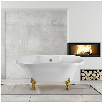 Free Standing Bath Tubs Streamline Bath Acrylic Fiberglass White Vintage N100GLD-GLD 041979471439 Bathroom Tub GoldWhitesnow Acrylic Fiberglass Clawfoot Claw Gold Golden 