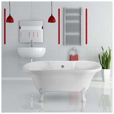 Free Standing Bath Tubs Streamline Bath Acrylic Fiberglass White Vintage N100WH-CH 041979471408 Bathroom Tub Whitesnow Acrylic Fiberglass Clawfoot Claw Chrome 