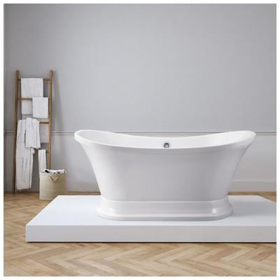 Streamline Bath Free Standing Bath Tubs, Whitesnow, Acrylic,Fiberglass, Chrome, White, Soaking Pedestal Freestanding Tub, Oval, Acrylic, Fiberglass, Contemporary, Bathroom Tub, 041979474034, N201CH