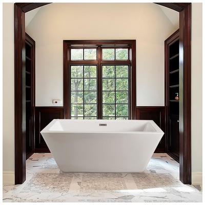 Streamline Bath Free Standing Bath Tubs, Whitesnow, Acrylic,Fiberglass, White, Soaking Freestanding Tub, Rectangle, Acrylic, Fiberglass, Modern, Bathroom Tub, 041979473778, N-321-70FSWH-FM