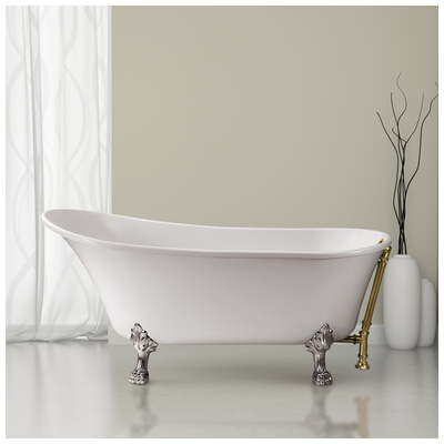 Free Standing Bath Tubs Streamline Bath Acrylic Fiberglass White Vintage N340CH-GLD 041979471606 Bathroom Tub GoldWhitesnow Acrylic Fiberglass Clawfoot Claw Chrome Gold Golden 