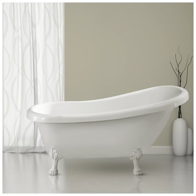 Free Standing Bath Tubs Streamline Bath Acrylic Fiberglass White Vintage N480WH 041979471767 Bathroom Tub Whitesnow Acrylic Fiberglass Clawfoot Claw 