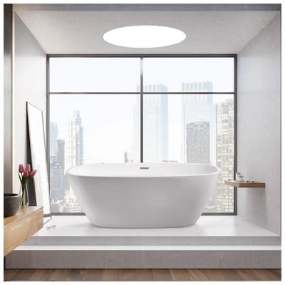 Streamline Bath Free Standing Bath Tubs, Whitesnow, Acrylic,Fiberglass, White, Soaking Freestanding Tub, Oval, Acrylic, Fiberglass, Modern, Bathroom Tub, 041979473884, N-701-67FSWH-FM
