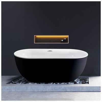 Streamline Bath Free Standing Bath Tubs, Whitesnow, Acrylic,Fiberglass, White, Soaking Freestanding Tub, Oval, Acrylic, Fiberglass, Modern, Bathroom Tub, 041979473921, N-803-59FSWH-FM