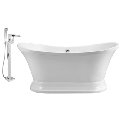 Free Standing Bath Tubs Streamline Bath Acrylic Fiberglass White Contemporary NH200CH-100 041979472375 Set of Bathroom Tub and Faucet Whitesnow Acrylic Fiberglass Chrome Faucet 