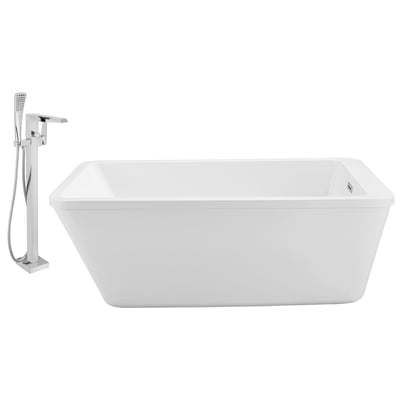 Free Standing Bath Tubs Streamline Bath Acrylic Fiberglass White Modern NH240-100 041979472436 Set of Bathroom Tub and Faucet Whitesnow Acrylic Fiberglass Chrome Faucet 