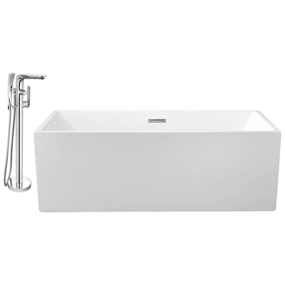 Free Standing Bath Tubs Streamline Bath Acrylic Fiberglass White Modern NH260-120 041979472474 Set of Bathroom Tub and Faucet Whitesnow Acrylic Fiberglass Chrome Faucet 