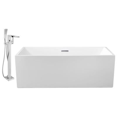 Free Standing Bath Tubs Streamline Bath Acrylic Fiberglass White Modern NH262-100 041979474515 Set of Bathroom Tub and Faucet Whitesnow Acrylic Fiberglass Faucet 