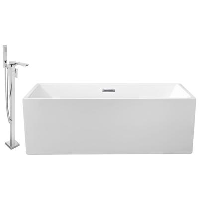 Free Standing Bath Tubs Streamline Bath Acrylic Fiberglass White Modern NH263-140 041979474560 Set of Bathroom Tub and Faucet Whitesnow Acrylic Fiberglass Faucet 