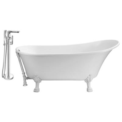 Streamline Bath Free Standing Bath Tubs, gold Whitesnow, Acrylic,Fiberglass, Clawfoot,Claw, Gold,Golden, Faucet, White, Soaking Clawfoot Tub, Oval, Acrylic, Fiberglass, Vintage, Set of Bathroom Tub and Faucet, 041979474829, NH341WH-CH-120