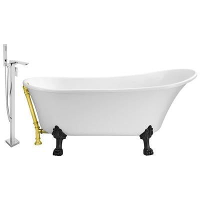 Free Standing Bath Tubs Streamline Bath Acrylic Fiberglass White Vintage NH342BL-GLD-140 041979474928 Set of Bathroom Tub and Faucet Whitesnow Acrylic Fiberglass Clawfoot Claw Chrome Faucet 