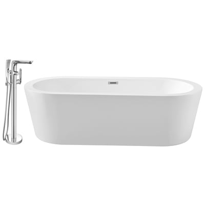 Free Standing Bath Tubs Streamline Bath Acrylic Fiberglass White Modern NH361-120 041979472894 Set of Bathroom Tub and Faucet Whitesnow Acrylic Fiberglass Chrome Faucet 