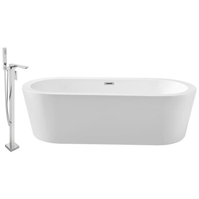 Free Standing Bath Tubs Streamline Bath Acrylic Fiberglass White Modern NH361-140 041979472900 Set of Bathroom Tub and Faucet Whitesnow Acrylic Fiberglass Chrome Faucet 