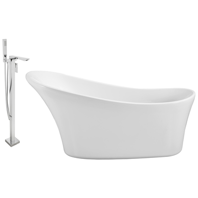 Free Standing Bath Tubs Streamline Bath Acrylic Fiberglass White Modern NH460-140 041979473051 Set of Bathroom Tub and Faucet Whitesnow Acrylic Fiberglass Chrome Faucet 
