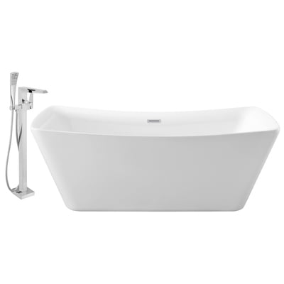 Free Standing Bath Tubs Streamline Bath Acrylic Fiberglass White Modern NH540-100 041979473211 Set of Bathroom Tub and Faucet Whitesnow Acrylic Fiberglass Chrome Faucet 