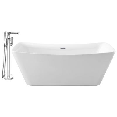 Free Standing Bath Tubs Streamline Bath Acrylic Fiberglass White Modern NH541-120 041979475185 Set of Bathroom Tub and Faucet Whitesnow Acrylic Fiberglass Faucet 