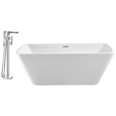 Free Standing Bath Tubs Streamline Bath Acrylic Fiberglass White Modern NH680-120 041979473402 Set of Bathroom Tub and Faucet Whitesnow Acrylic Fiberglass Chrome Faucet 
