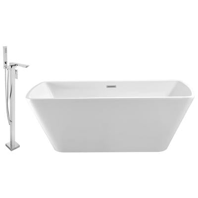 Free Standing Bath Tubs Streamline Bath Acrylic Fiberglass White Modern NH681-140 041979475345 Set of Bathroom Tub and Faucet Whitesnow Acrylic Fiberglass Faucet 