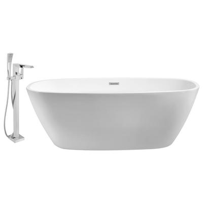 Free Standing Bath Tubs Streamline Bath Acrylic Fiberglass White Modern NH701-100 041979475352 Set of Bathroom Tub and Faucet Whitesnow Acrylic Fiberglass Faucet 