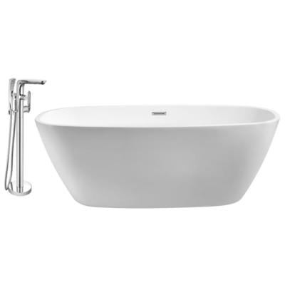 Free Standing Bath Tubs Streamline Bath Acrylic Fiberglass White Modern NH701-120 041979475369 Set of Bathroom Tub and Faucet Whitesnow Acrylic Fiberglass Faucet 