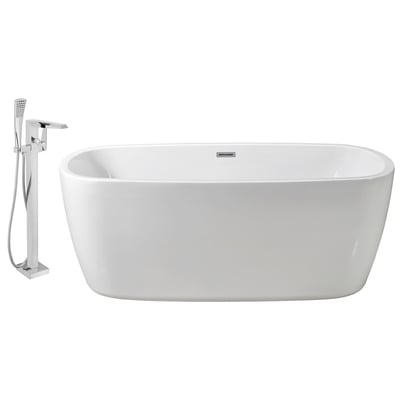 Free Standing Bath Tubs Streamline Bath Acrylic Fiberglass White Modern NH780-100 041979473549 Set of Bathroom Tub and Faucet Whitesnow Acrylic Fiberglass Chrome Faucet 