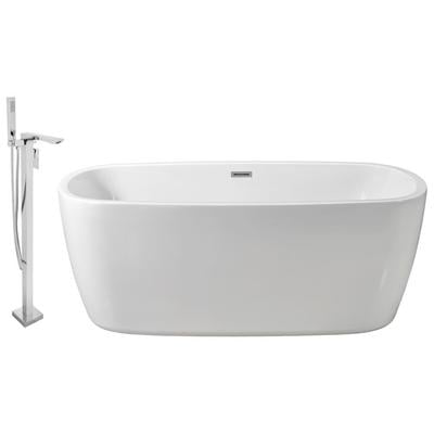 Free Standing Bath Tubs Streamline Bath Acrylic Fiberglass White Modern NH781-140 041979475437 Set of Bathroom Tub and Faucet Whitesnow Acrylic Fiberglass Faucet 