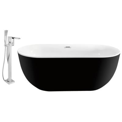 Free Standing Bath Tubs Streamline Bath Acrylic Fiberglass Black Modern NH802-100 041979475444 Set of Bathroom Tub and Faucet Blackebony Acrylic Fiberglass Black Faucet 