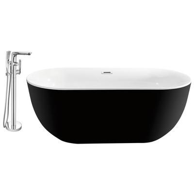 Streamline Bath Free Standing Bath Tubs, black ebony, Acrylic,Fiberglass, Black, Faucet, Black, Soaking Freestanding Tub, Oval, Acrylic, Fiberglass, Modern, Set of Bathroom Tub and Faucet, 041979475451, NH802-120