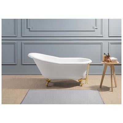 Free Standing Bath Tubs Streamline Bath Enamel Cast Iron White Vintage R5120GLD-GLD 041979476762 Bathroom Tub GoldWhitesnow Cast Iron Clawfoot Claw Gold Golden 