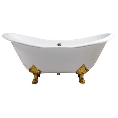 Free Standing Bath Tubs Streamline Bath Enamel Cast Iron White Vintage R5162GLD-CH 041979476953 Bathroom Tub GoldWhitesnow Cast Iron Clawfoot Claw Chrome Gold Golden 